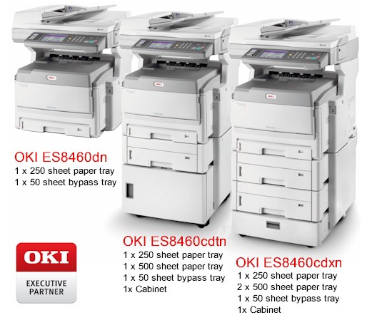 OKI ES8460 Executive Series printers come in 3 variants, the OKI ES8460dn, the OKI ES8460cdtn and the OKI ES8460cdxn